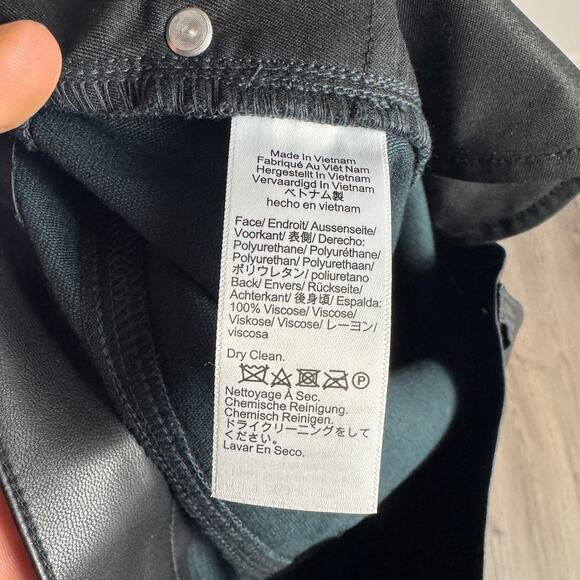 J.Crew Slim Wide-leg Faux Leather Pants Womens 27P Black Mid-Rise Crop Stretchy - Picture 5 of 6